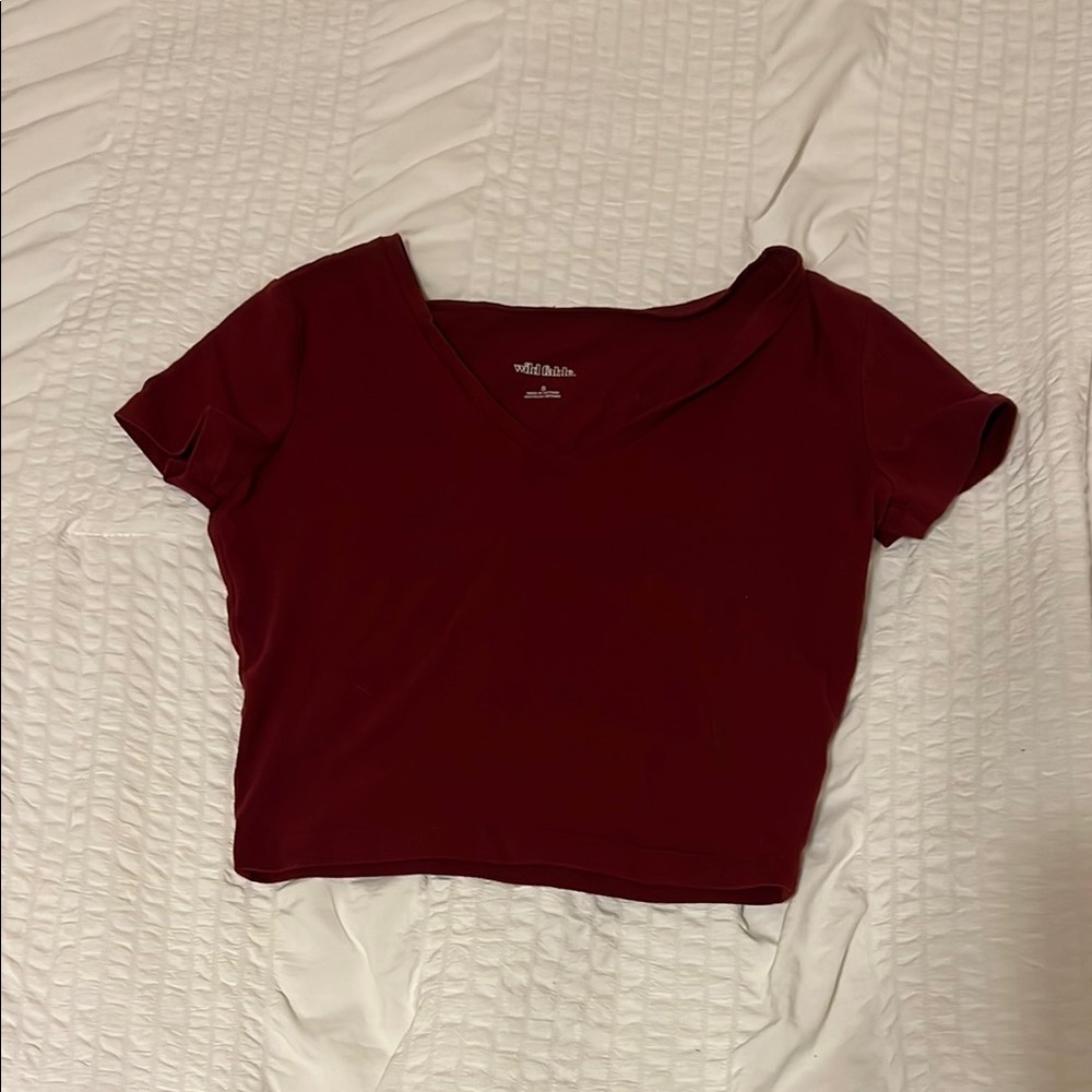 Wild Fable Red Crop Top with Crew Neck and Short Sleeves